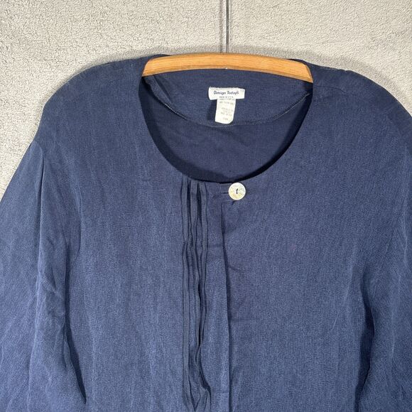 Vintage Design Todays Tunic Top Women’s 2X Navy Blue Rayon Silk Lagenlook Boxy - Picture 6 of 16